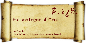 Petschinger Örsi névjegykártya